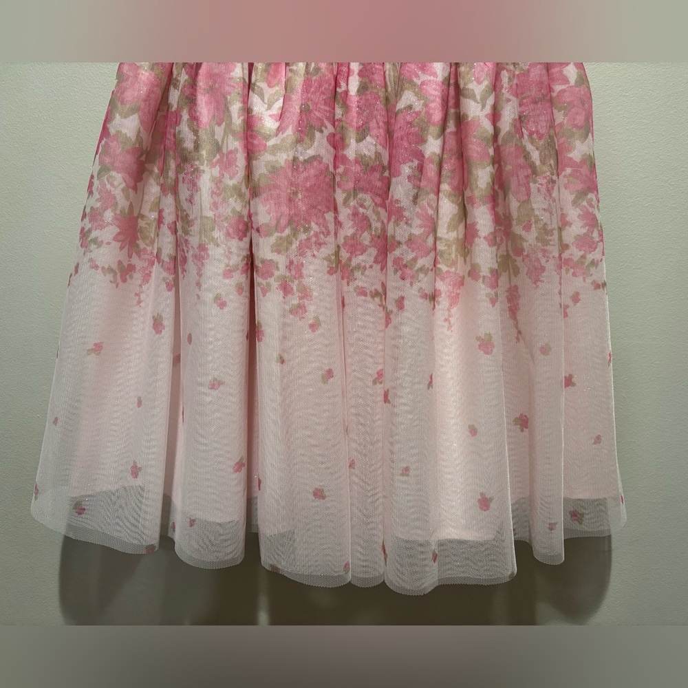 Zenzi Sleeveless Floral Tulle Dress Blush Pink Girls Large 10-12 Easter Spring - Picture 5 of 11
